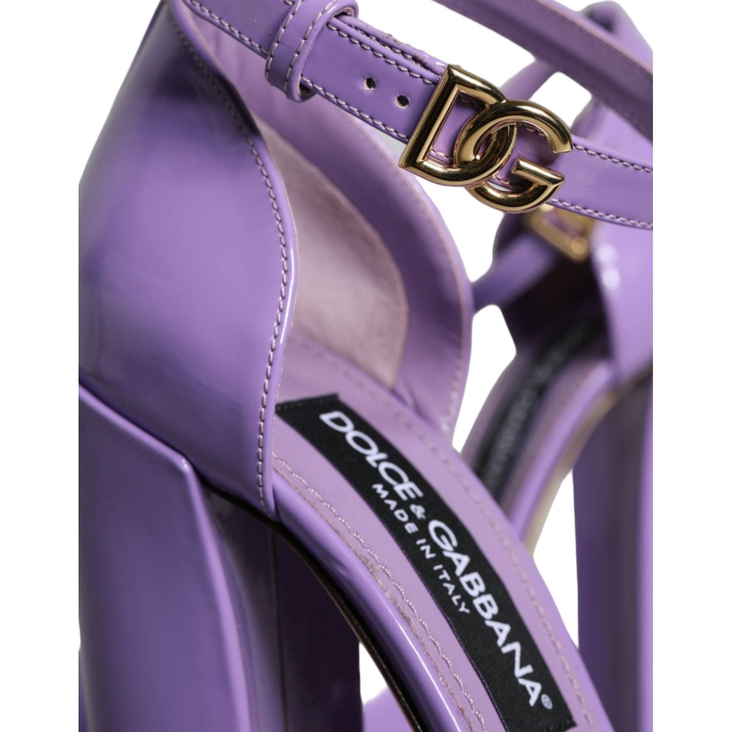 Dolce & Gabbana Purple Leather Platform Ankle Strap Sandals Shoes Dolce & Gabbana