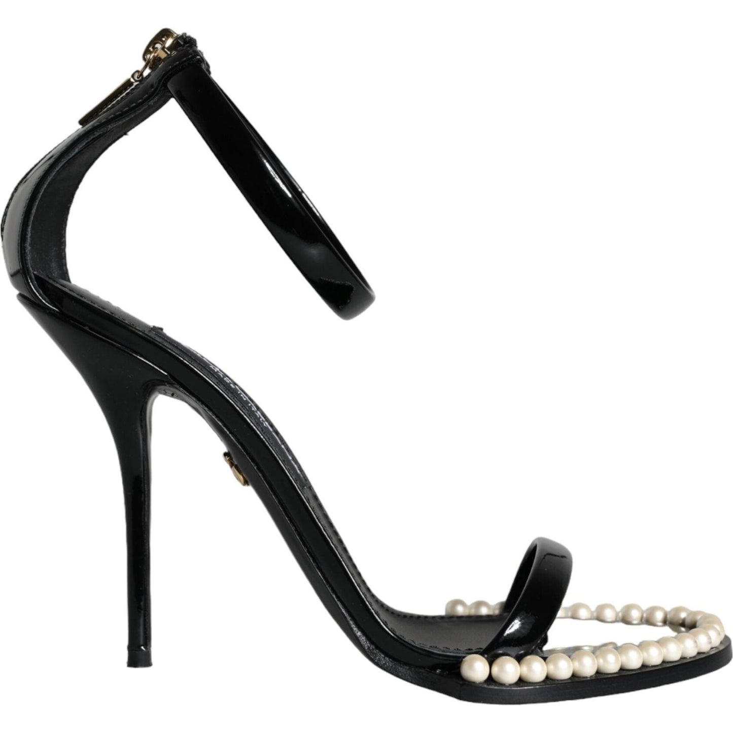 Dolce & Gabbana Black Keira Leather Faux Pearl Sandals Heels Shoes Dolce & Gabbana