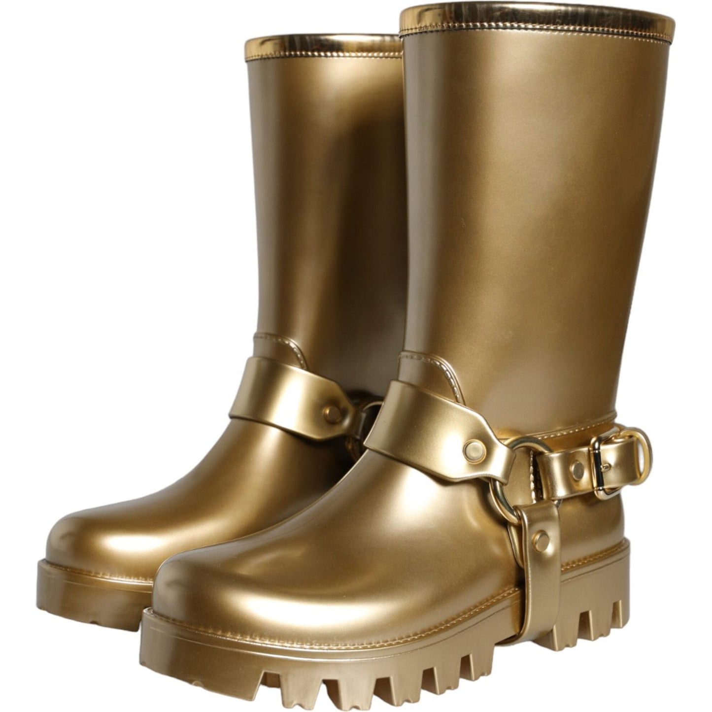 Dolce & Gabbana Metallic Gold Rubber PVC Rain Boots Shoes Dolce & Gabbana