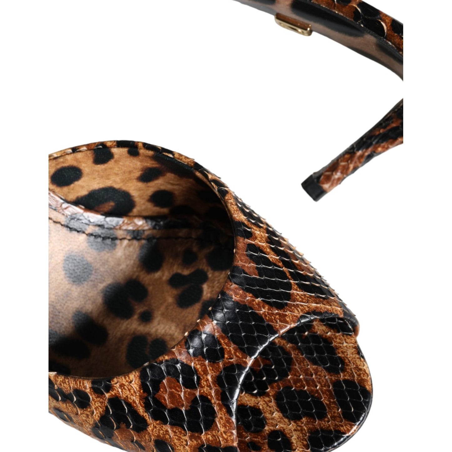 Dolce & Gabbana Brown Leopard Leather Slides Heels Sandals Shoes Dolce & Gabbana