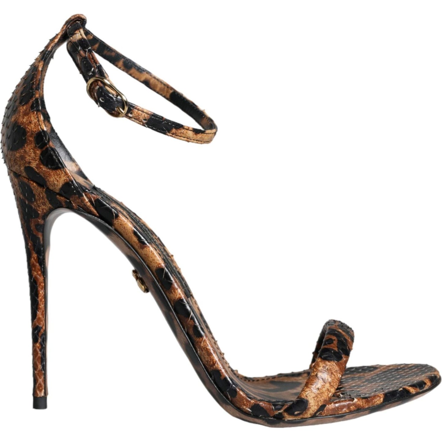 Dolce & Gabbana Brown Leopard Leather Ankle Strap Sandals Shoes Dolce & Gabbana