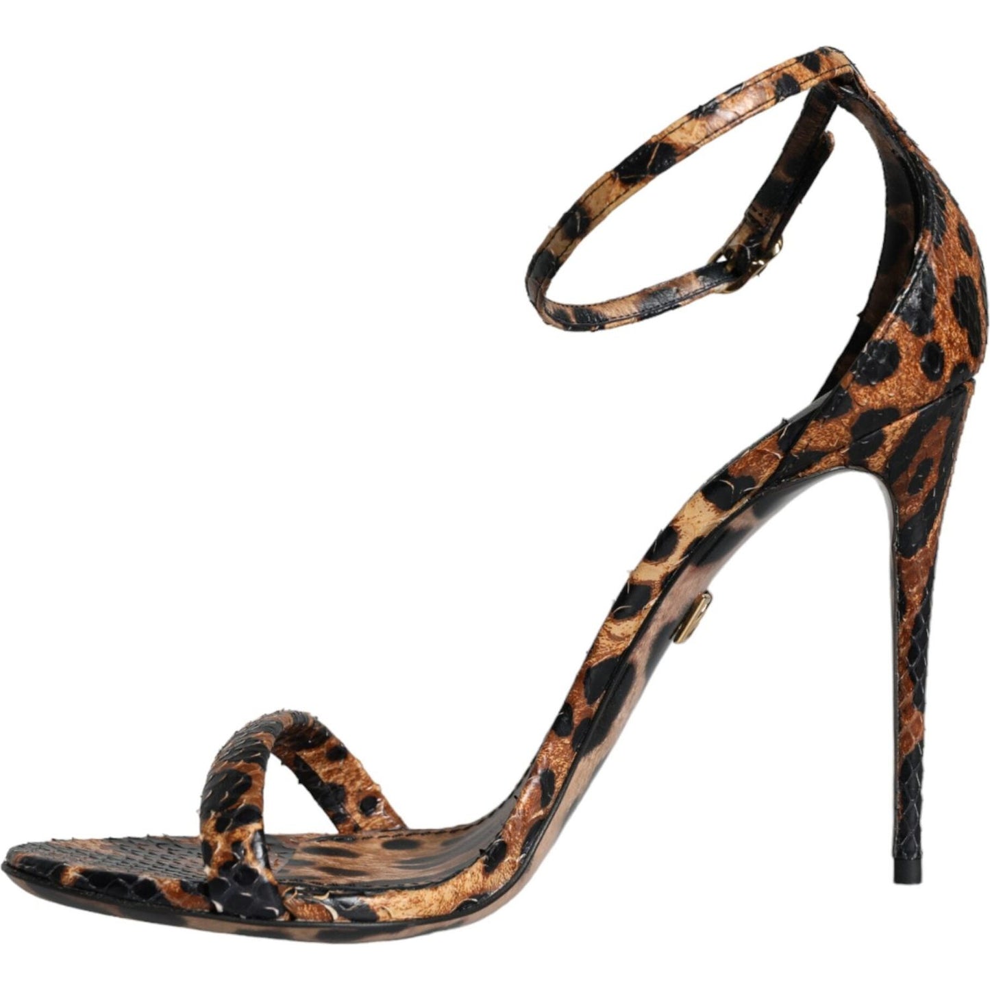 Dolce & Gabbana Brown Leopard Leather Ankle Strap Sandals Shoes Dolce & Gabbana