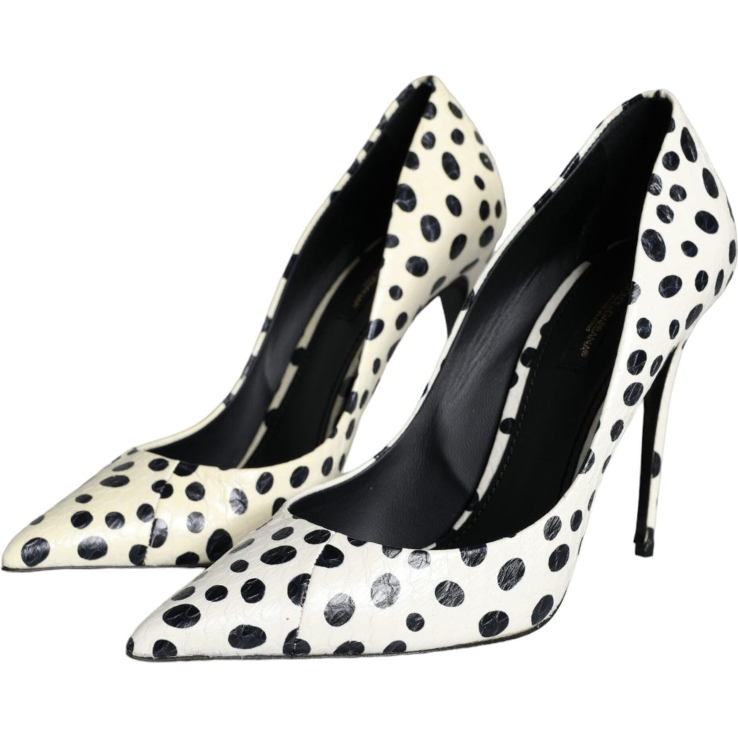 Dolce & Gabbana Black White Polka Dot Leather Pumps Shoes Dolce & Gabbana