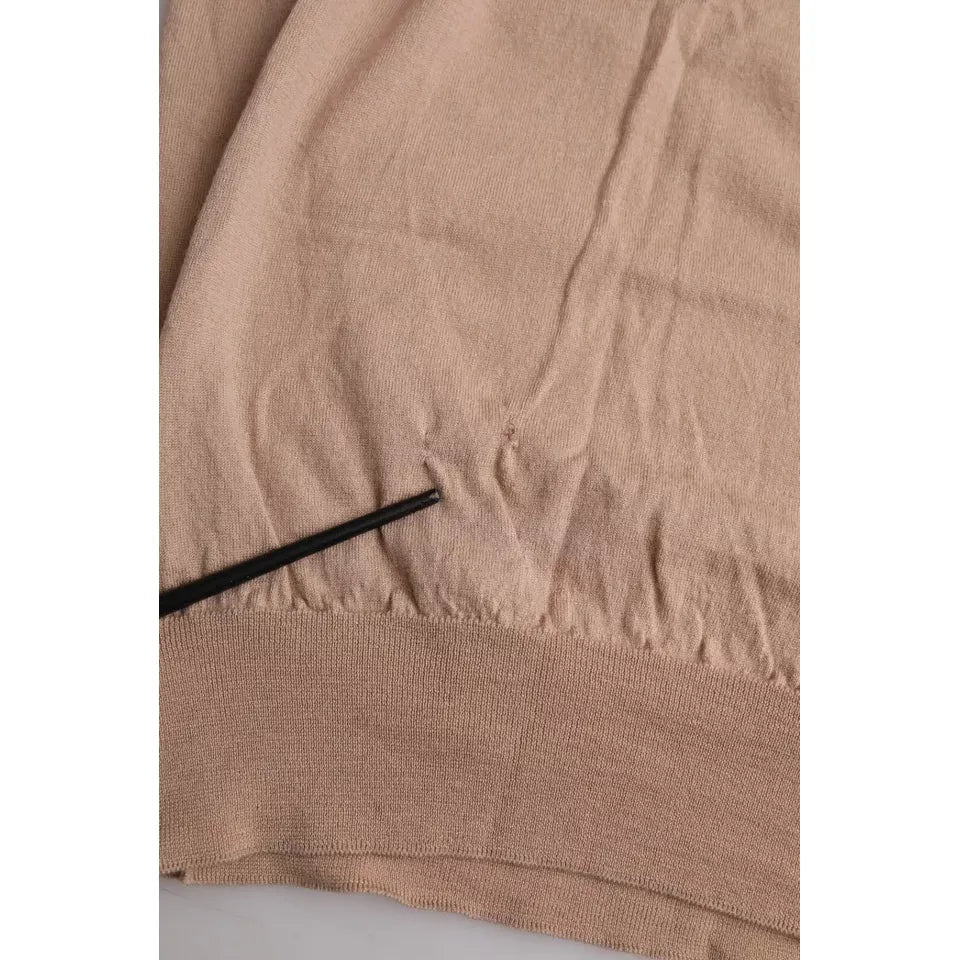 Dolce & Gabbana Brown Wool Black Lace 3/4 Sleeve Blouse Top