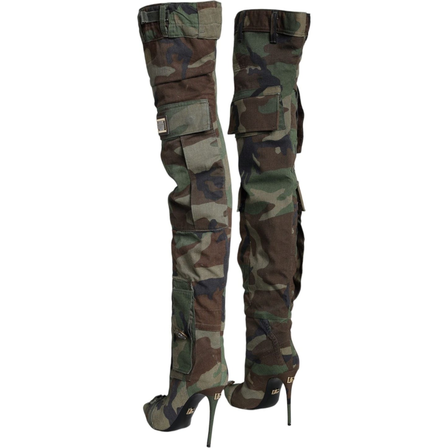 Dolce & Gabbana Multicolor Camouflage Knee High Heels Boots Shoes Dolce & Gabbana