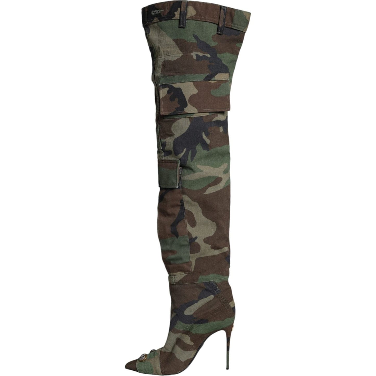 Dolce & Gabbana Multicolor Camouflage Knee High Heels Boots Shoes Dolce & Gabbana