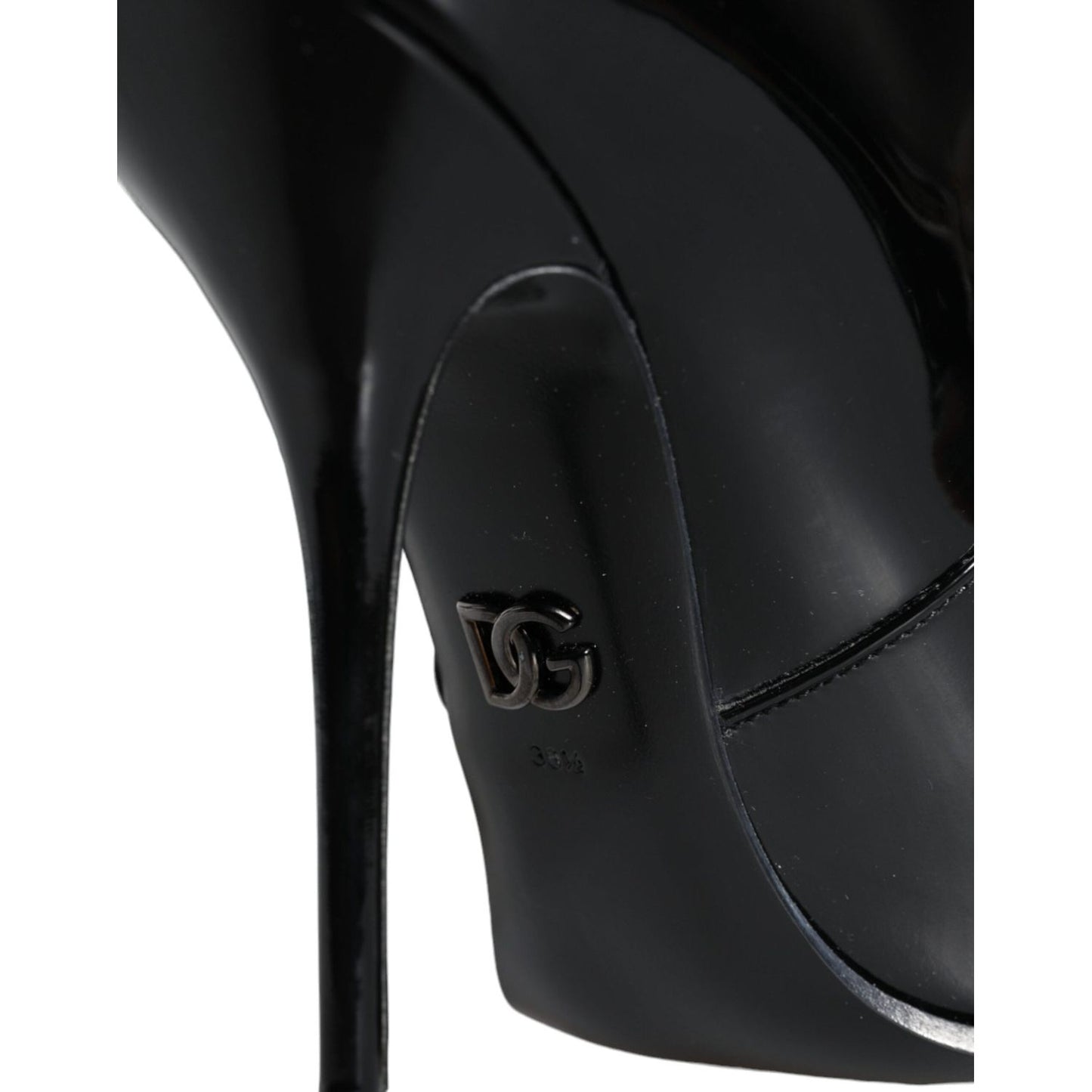 Dolce & Gabbana Black Patent Leather Pointed Ankle Boots Shoes Dolce & Gabbana