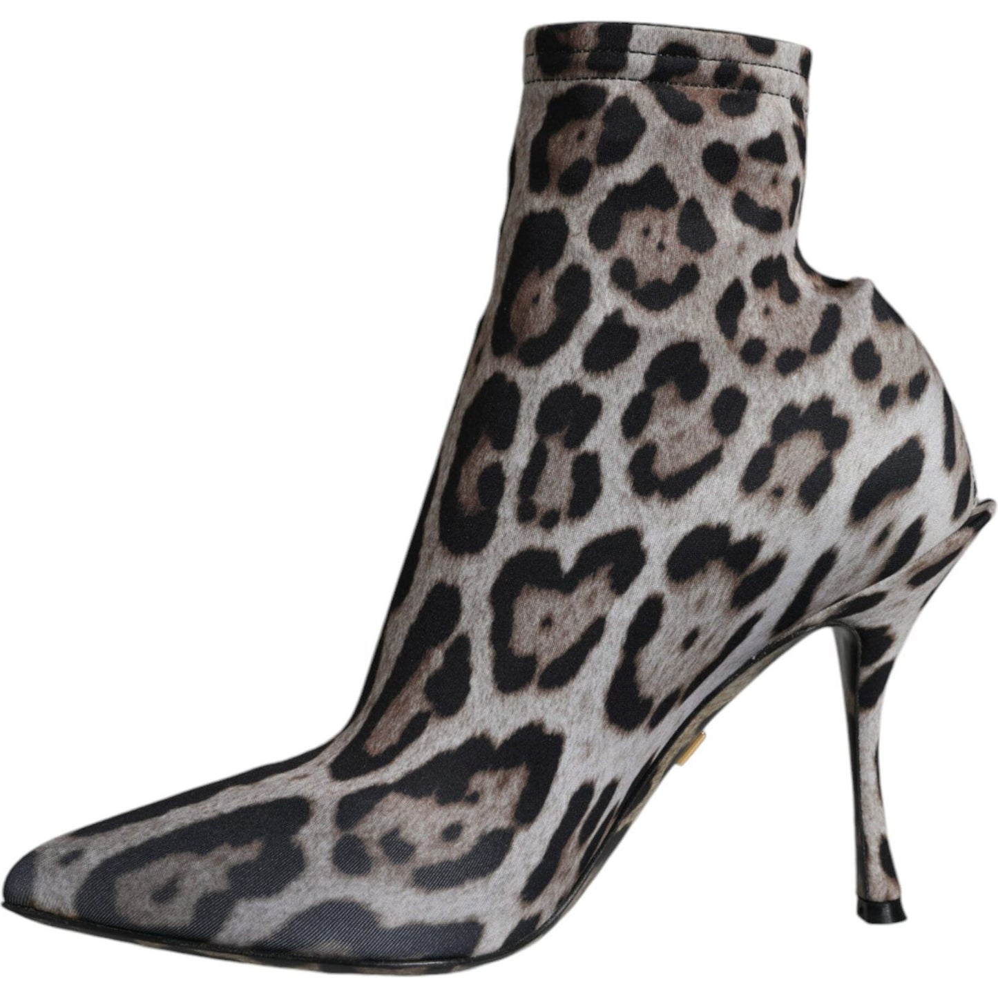 Dolce & Gabbana Gray Leopard Stretch Heels Ankle Boots Shoes Dolce & Gabbana