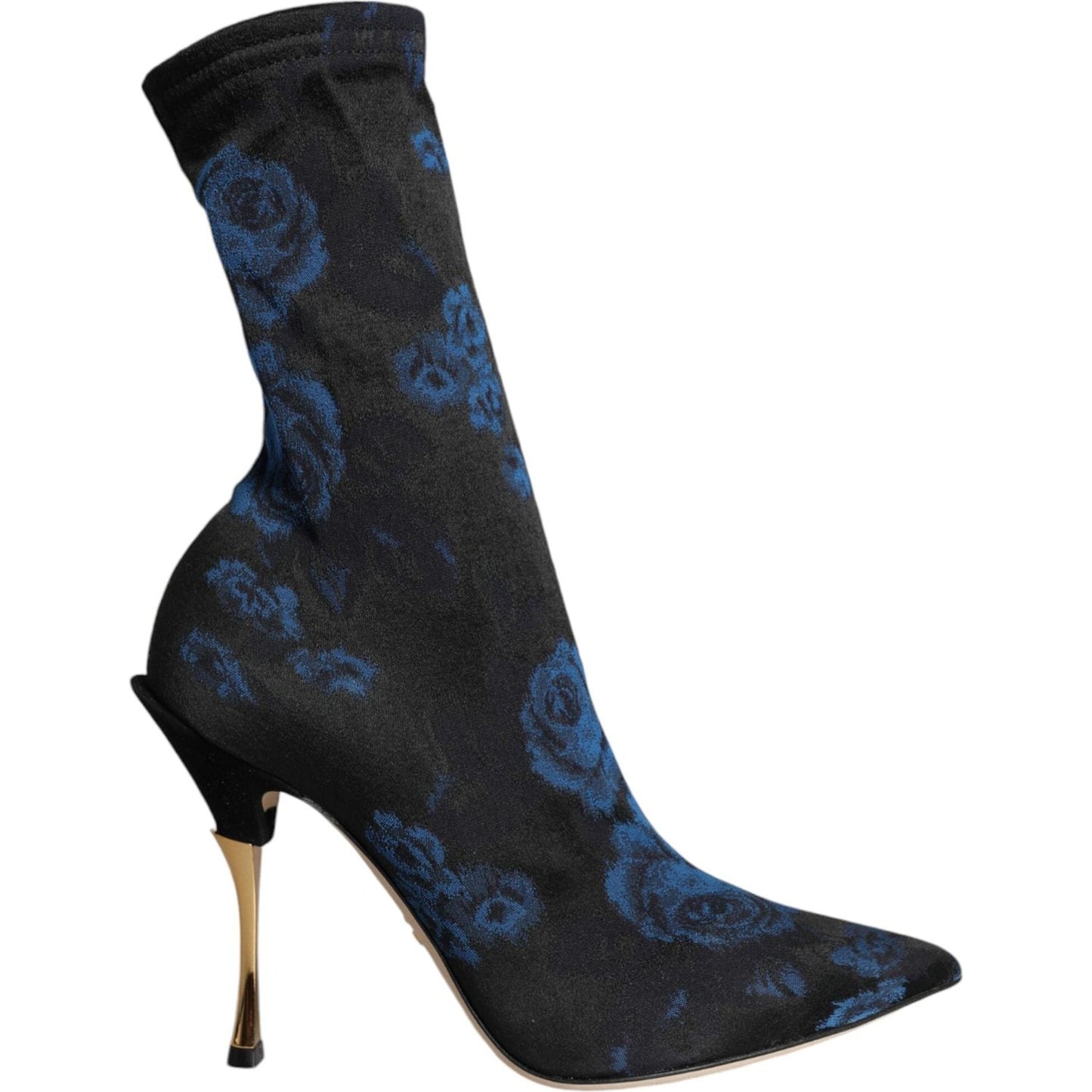 Dolce & Gabbana Black Floral Stretch Mid Calf Boots Shoes Dolce & Gabbana