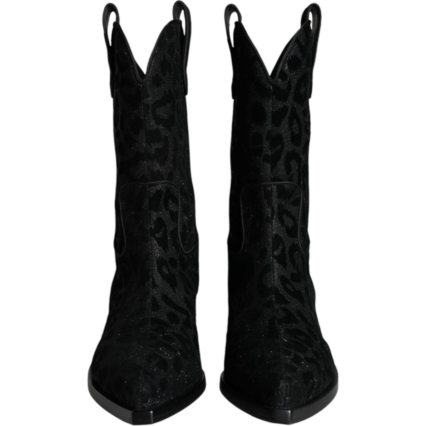 Dolce & Gabbana Black Gray Leopard Cowboy Boots Shoes Dolce & Gabbana