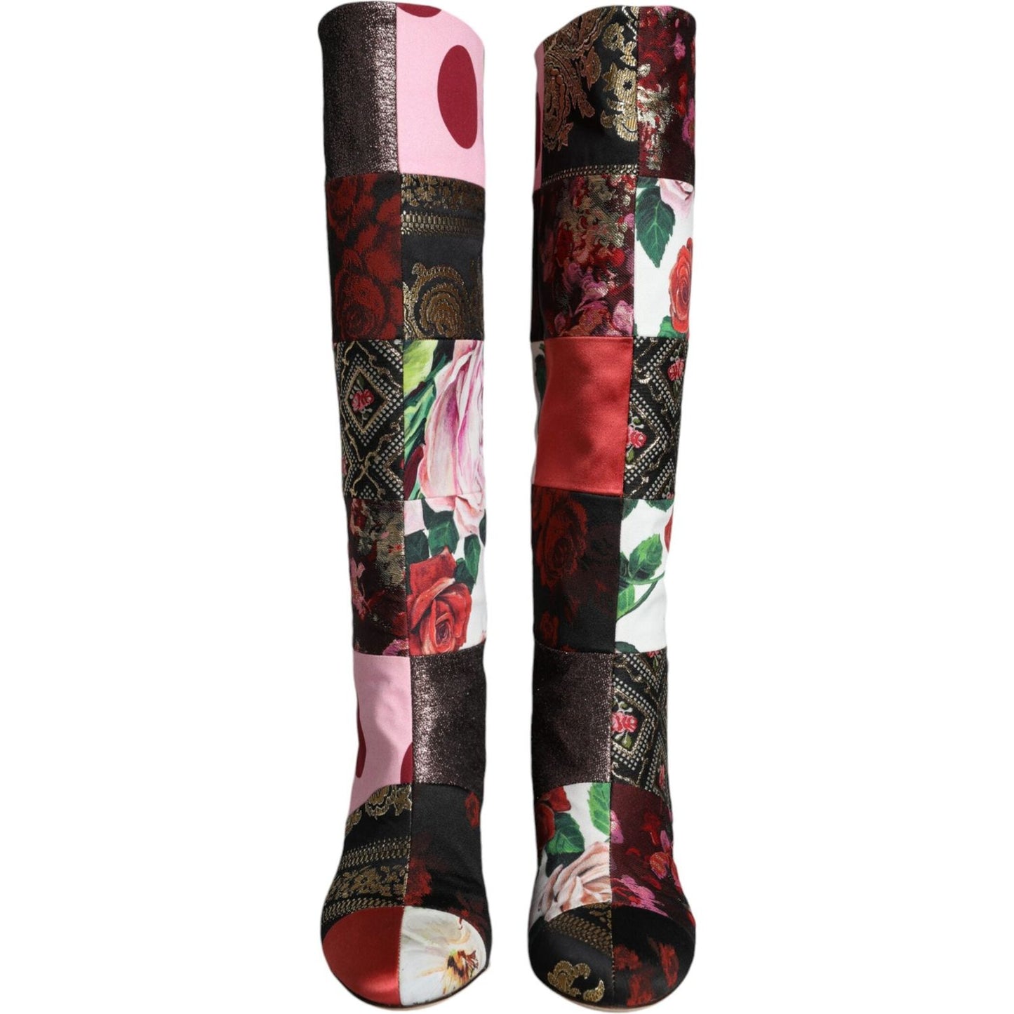 Dolce & Gabbana Multicolor Patchwork Print Heeled Boots Shoes Dolce & Gabbana