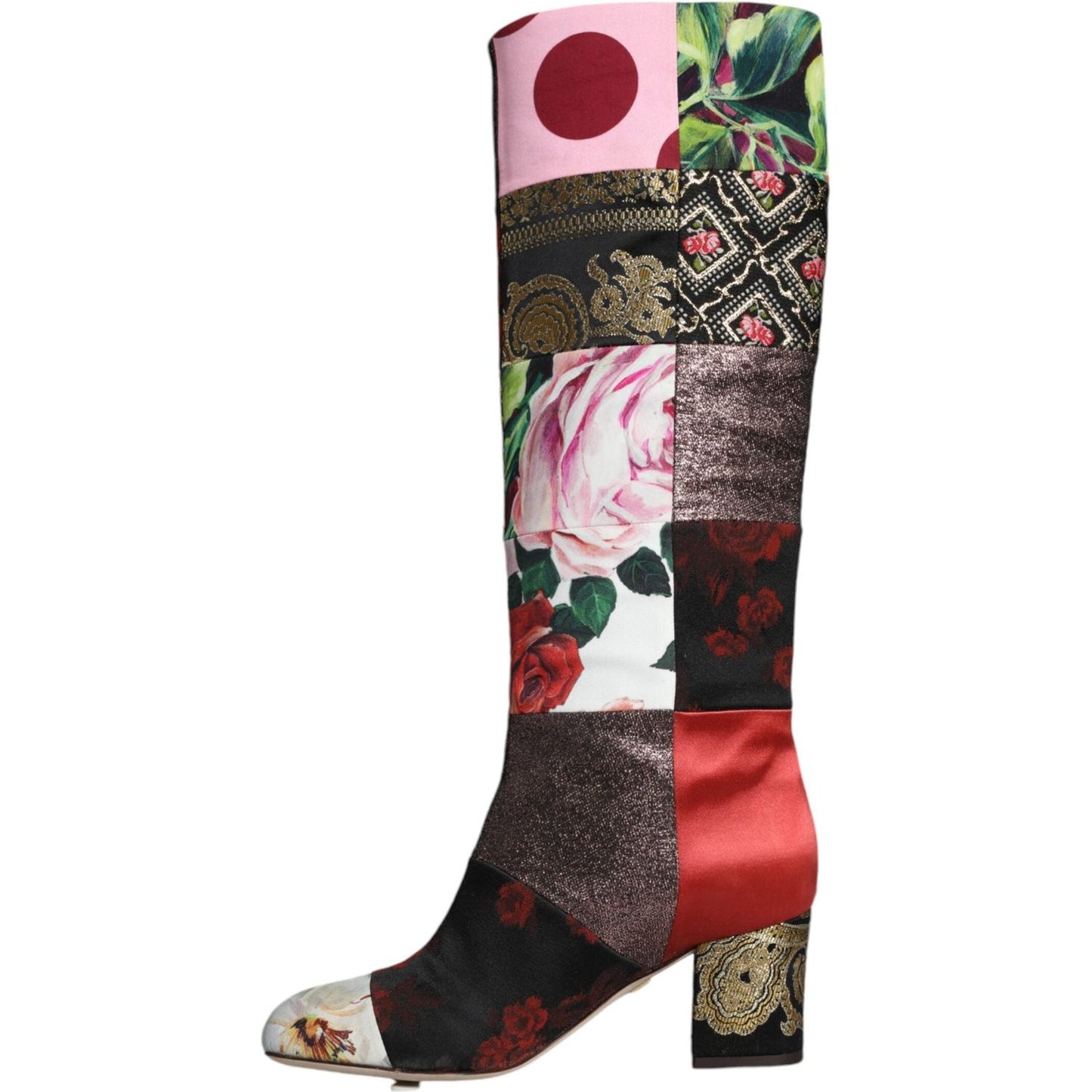 Dolce & Gabbana Multicolor Patchwork Print Heeled Boots Shoes Dolce & Gabbana