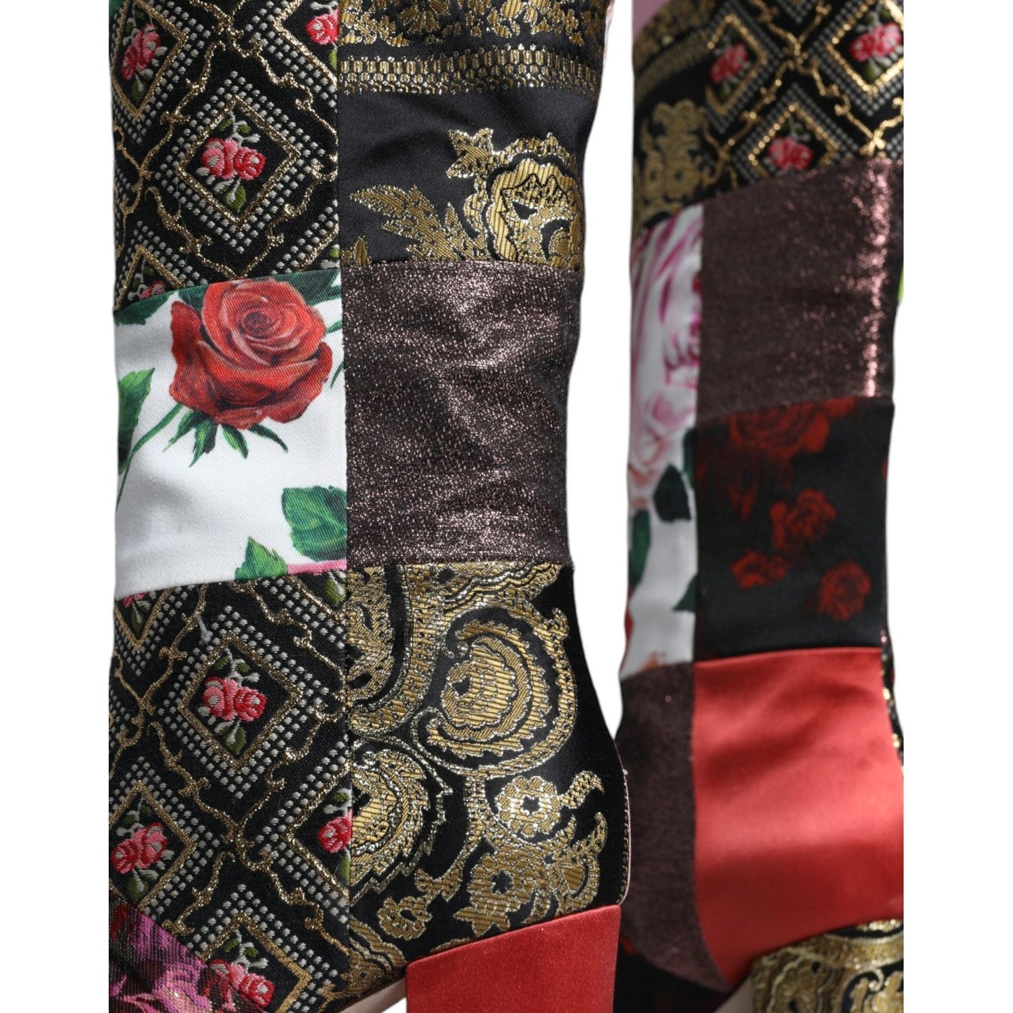 Dolce & Gabbana Multicolor Patchwork Print Heeled Boots Shoes Dolce & Gabbana