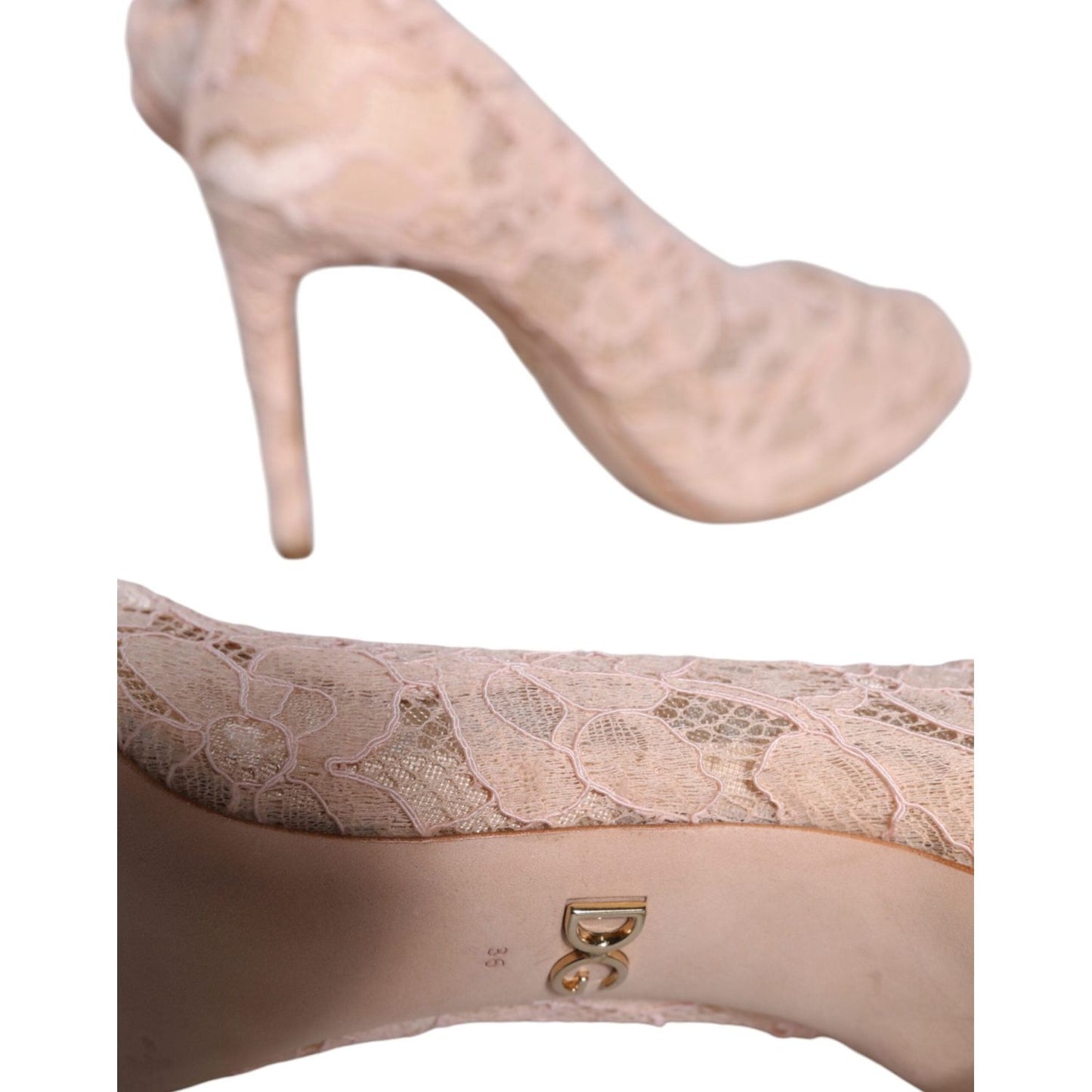 Dolce & Gabbana Beige Stretch Taormina Lace Boots Shoes Dolce & Gabbana