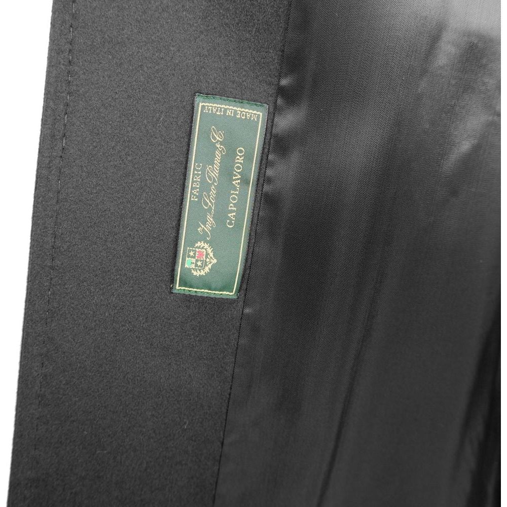 Made in Italy Black Wool Vergine Jackets & Coat Made in Italy