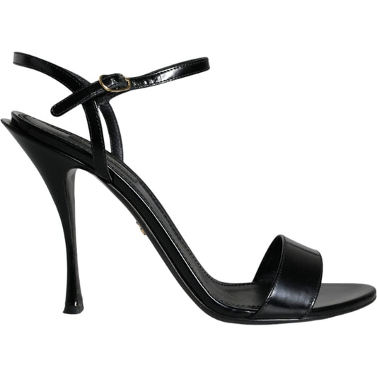 Dolce & Gabbana Black KEIRA Heels Ankle Strap Sandals Shoes