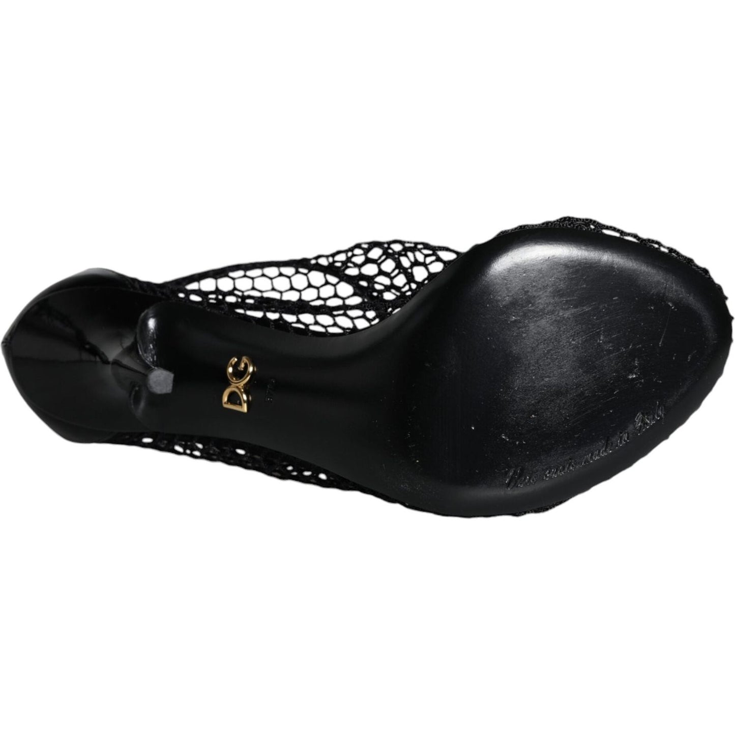 Dolce & Gabbana Black Mesh Leather Heels Keira Sandals Shoes Dolce & Gabbana