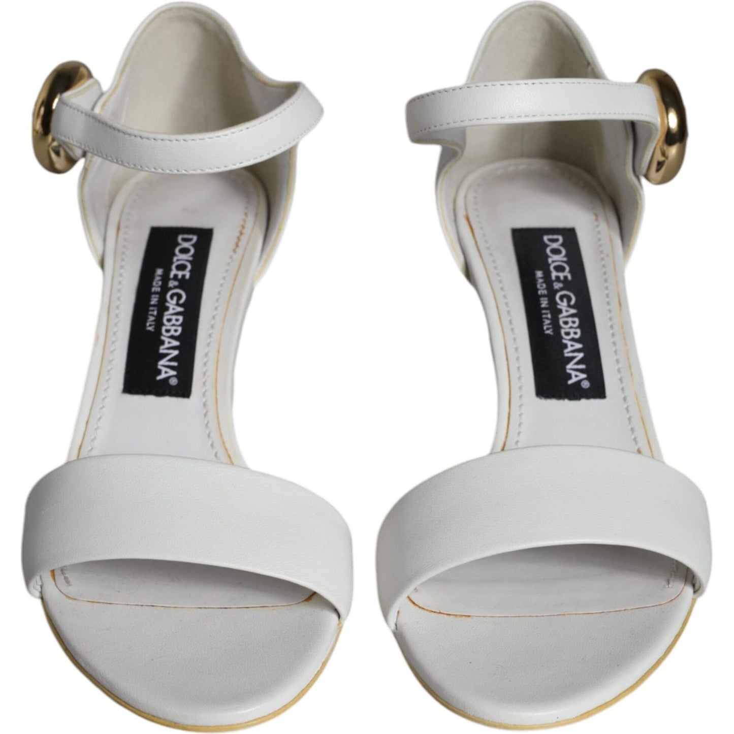 Dolce & Gabbana White Leather Heels Keira Sandals Shoes Dolce & Gabbana