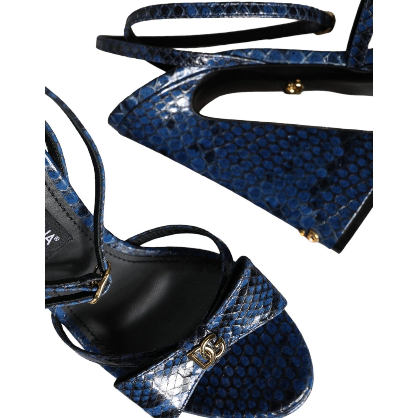 Dolce & Gabbana Blue Leather Ankle Strap Heels Sandals Shoes Dolce & Gabbana