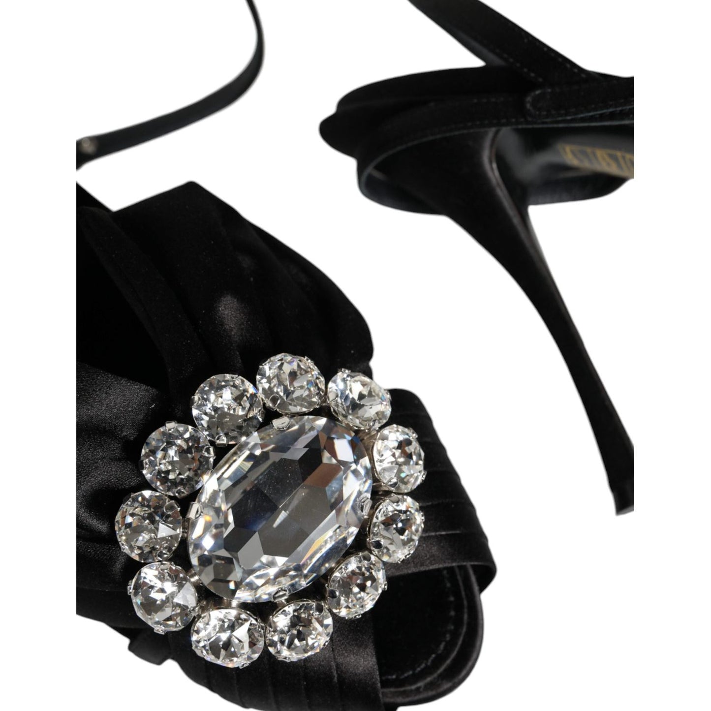 Dolce & Gabbana Black Crystal Ankle Strap Sandals Shoes Dolce & Gabbana