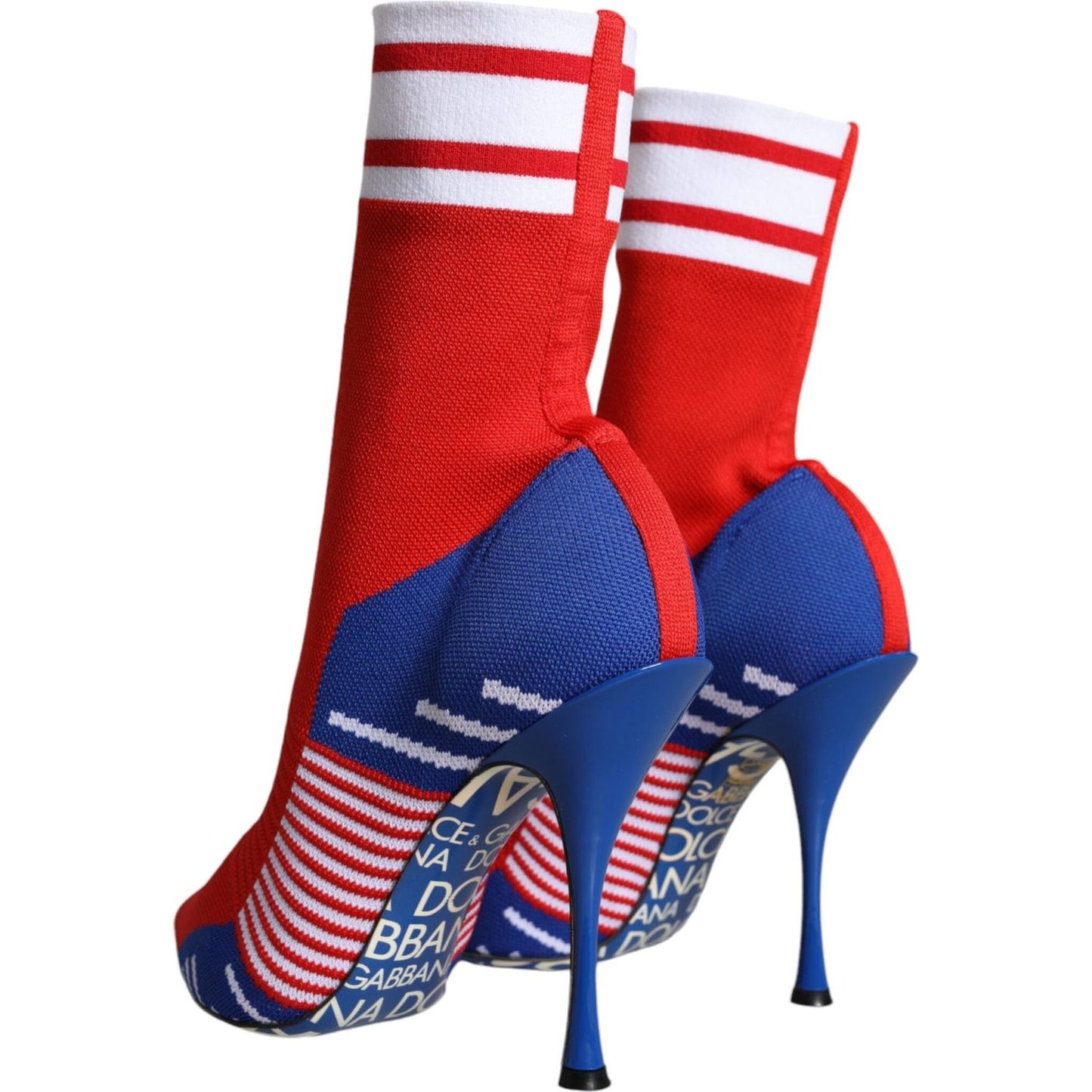 Dolce & Gabbana Red Blue Stretch Sock Style Ankle Boots Logo Shoes Dolce & Gabbana