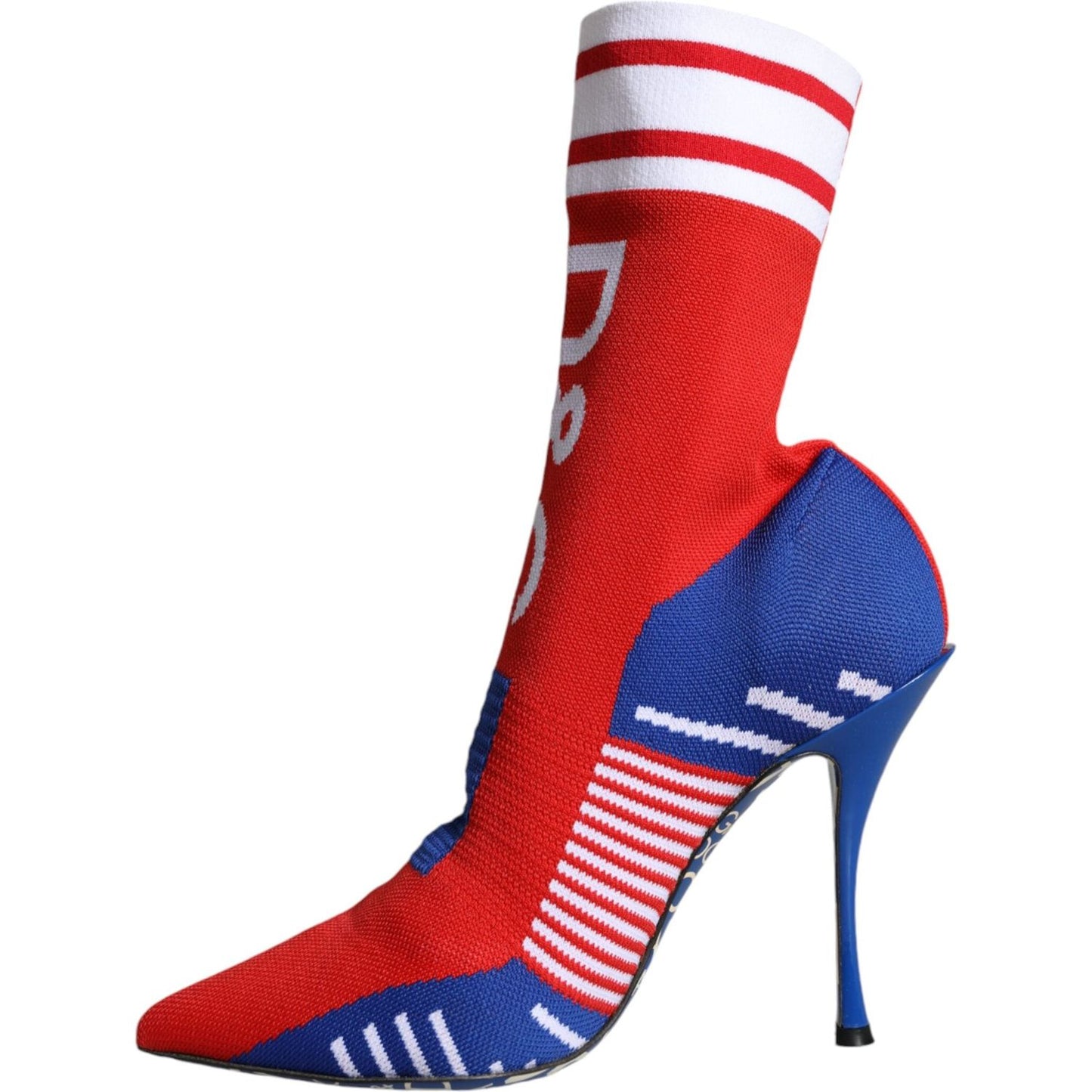 Dolce & Gabbana Red Blue Stretch Sock Style Ankle Boots Logo Shoes Dolce & Gabbana