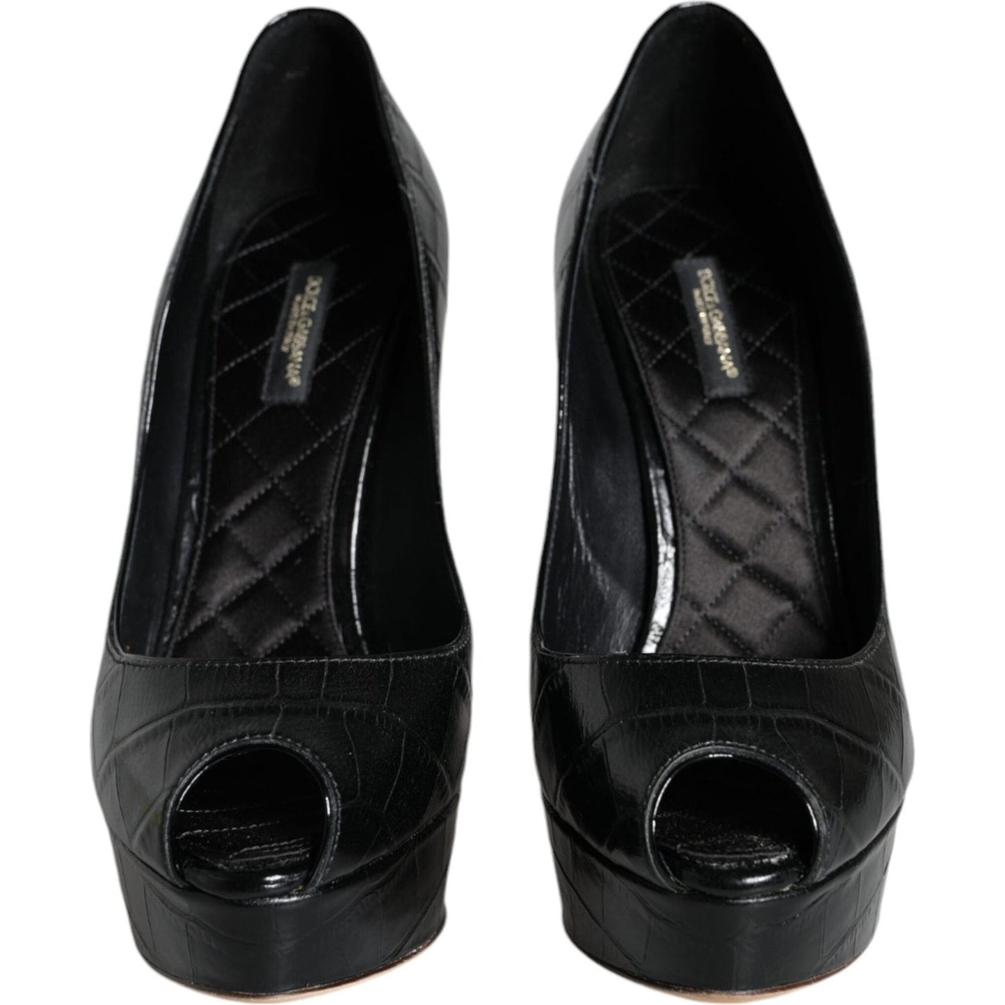 Dolce & Gabbana Black Leather Platform Heels Pumps Shoes Dolce & Gabbana