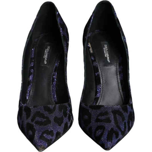 Dolce & Gabbana Violet Leopard Lurex High Heels Pumps Shoes Dolce & Gabbana