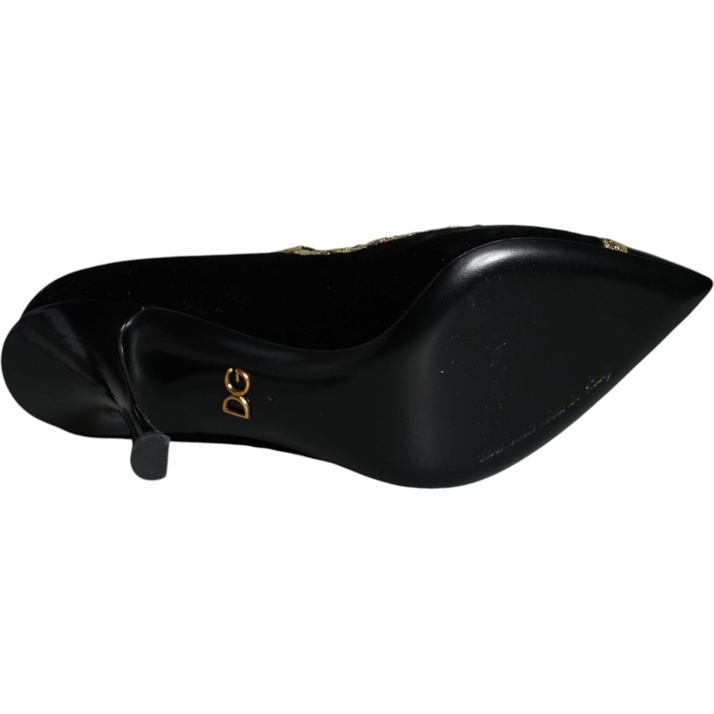 Dolce & Gabbana Black Mary Janes Velvet Gold Pumps Shoes Dolce & Gabbana