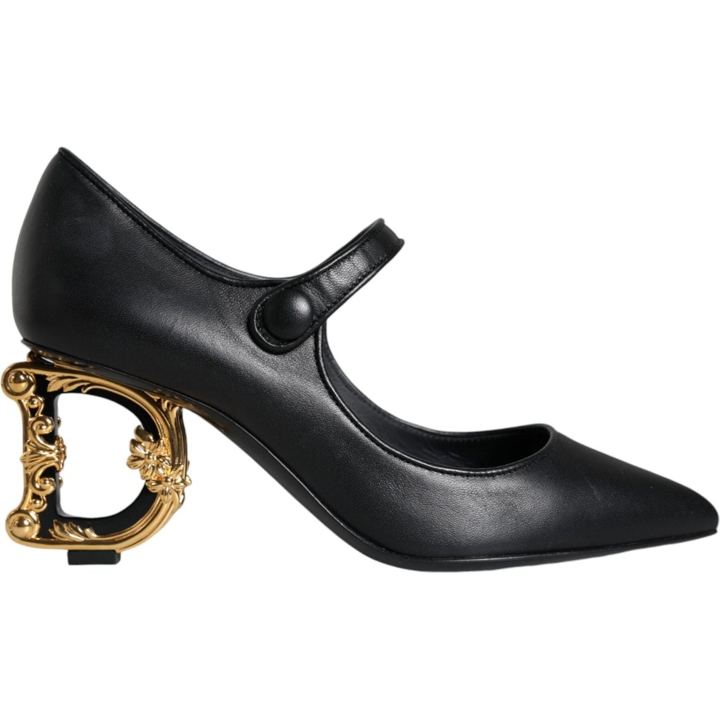 Dolce & Gabbana Black Leather Logo Heels Mary Janes Pumps Shoes Dolce & Gabbana