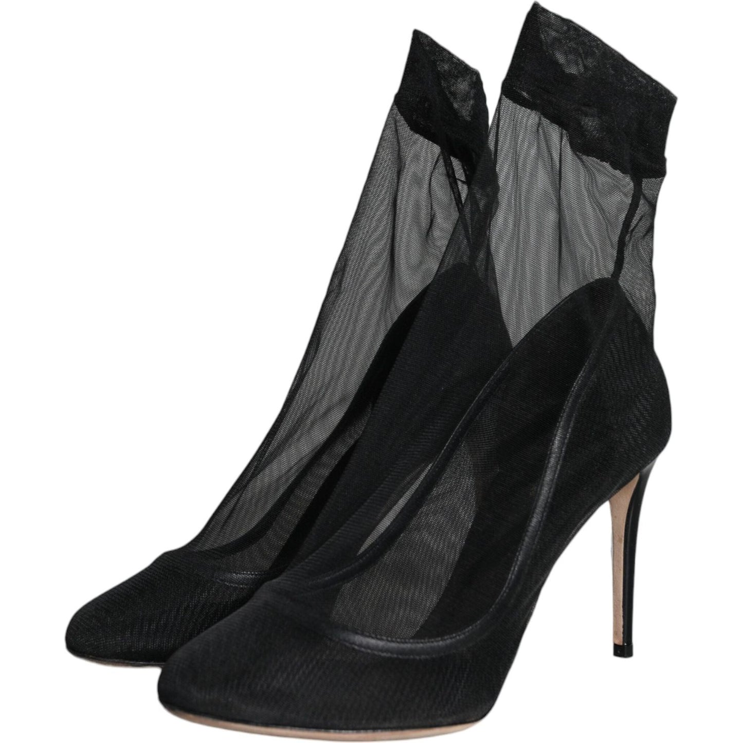 Dolce & Gabbana Black Tulle Stretch Ankle Boots Pumps Shoes Dolce & Gabbana