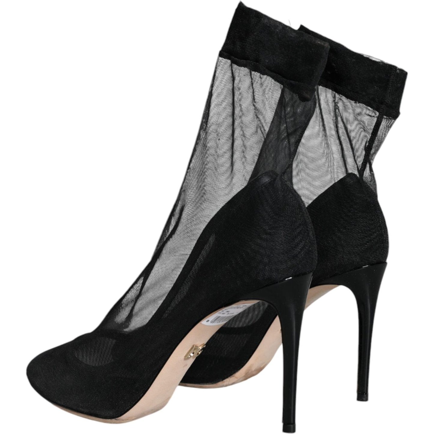 Dolce & Gabbana Black Tulle Stretch Ankle Boots Pumps Shoes Dolce & Gabbana