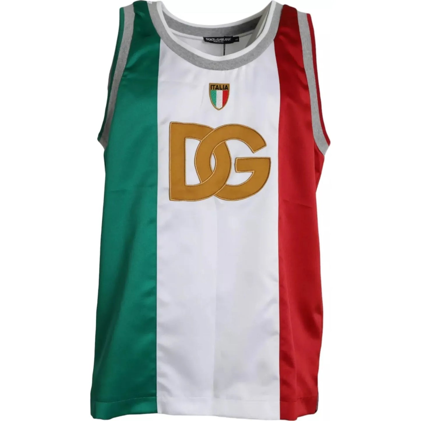 Dolce & Gabbana White Green Sleeveless Top Italian Flag Basket T-shirt Dolce & Gabbana