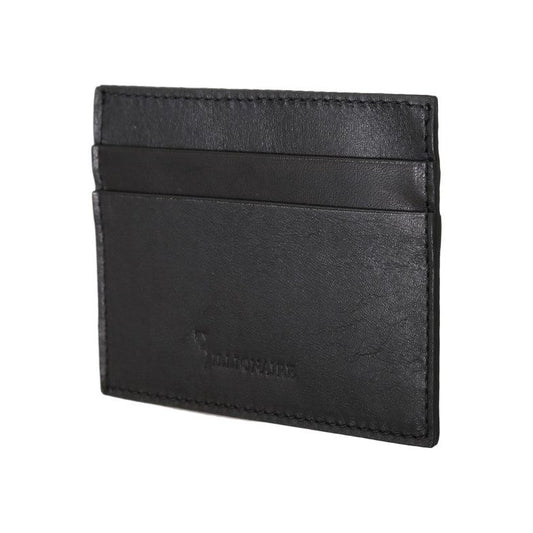 Billionaire Italian Couture Black Leather Cardholder Wallet