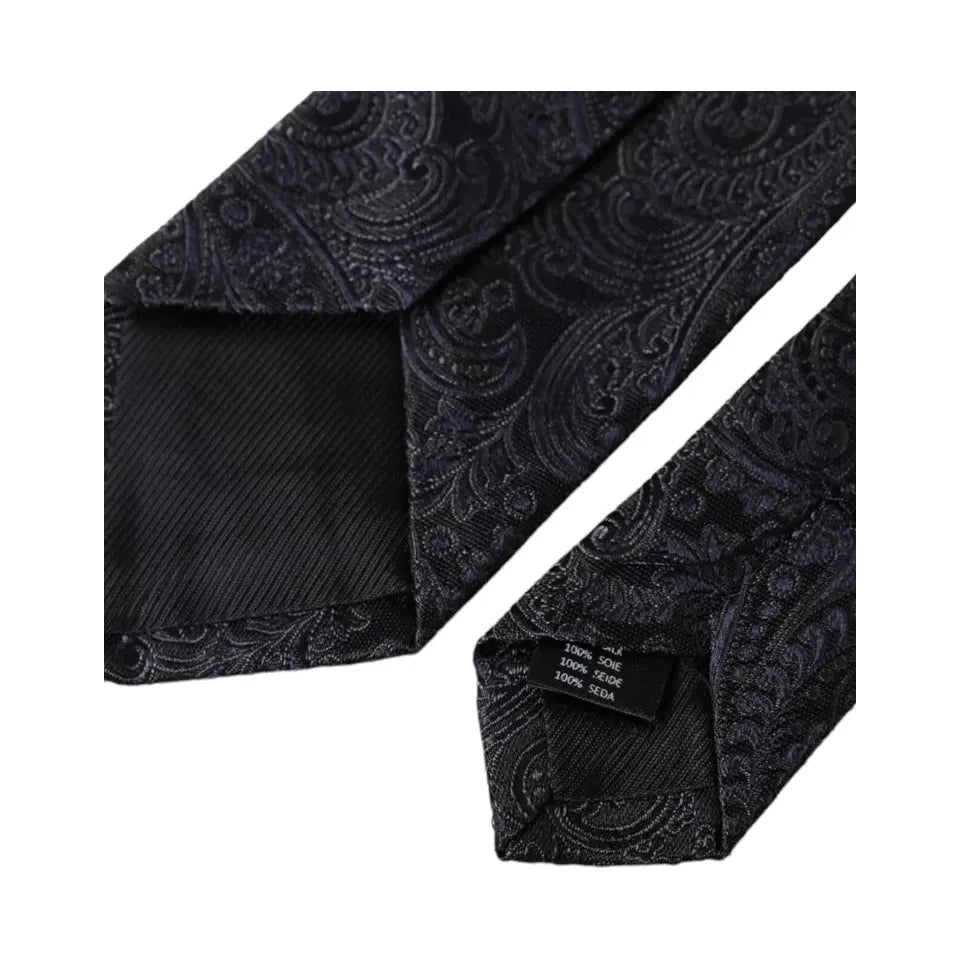 Dolce & Gabbana Black Patterned 100% Silk Adjustable Men Tie Dolce & Gabbana