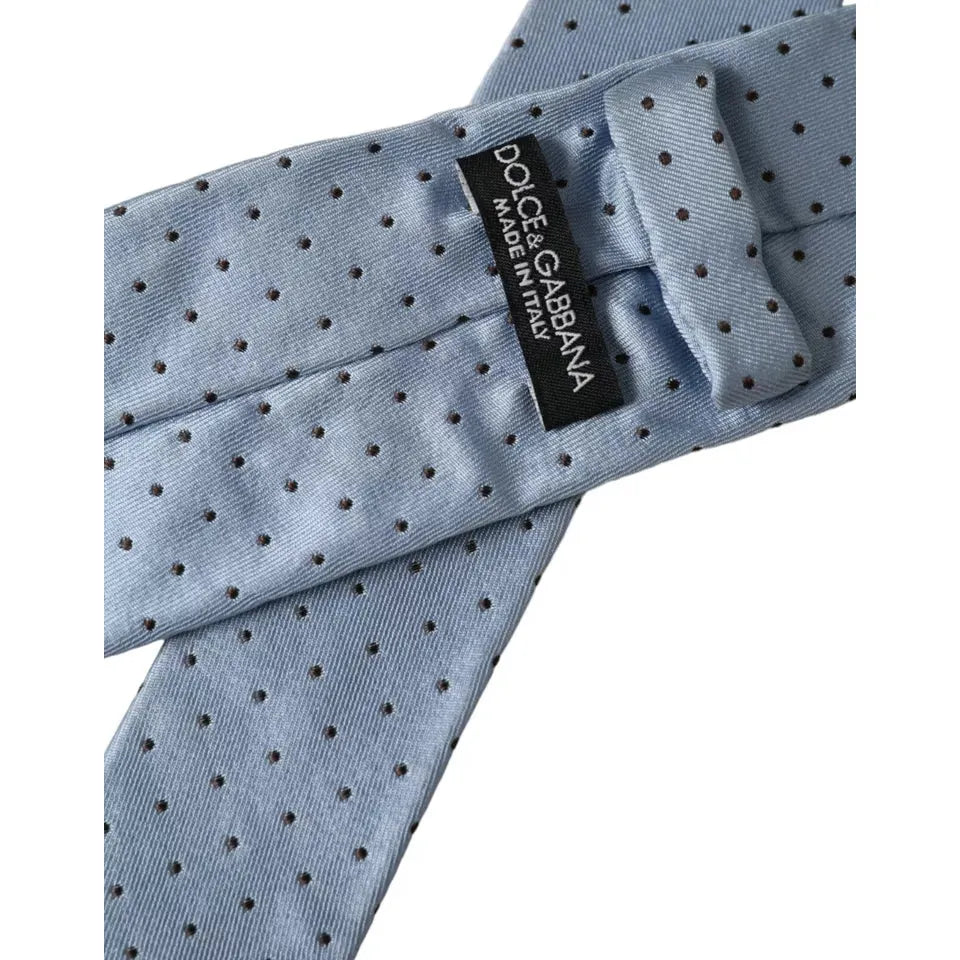 Dolce & Gabbana Light Blue Polka Dot Silk Adjustable Men Tie Dolce & Gabbana