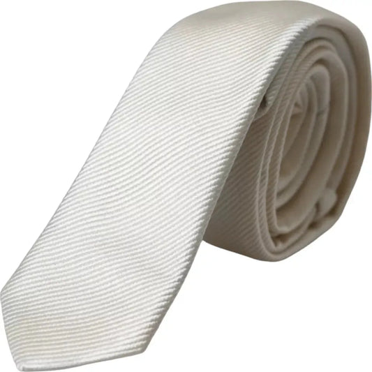 Dolce & Gabbana White Solid 100% Silk Adjustable Tie Dolce & Gabbana