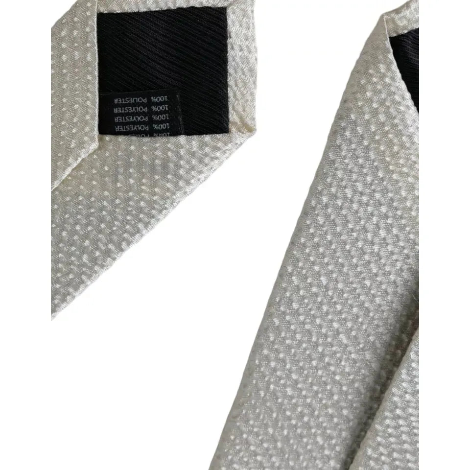 Dolce & Gabbana Off White 100% Silk Adjustable Necktie Men Tie Dolce & Gabbana