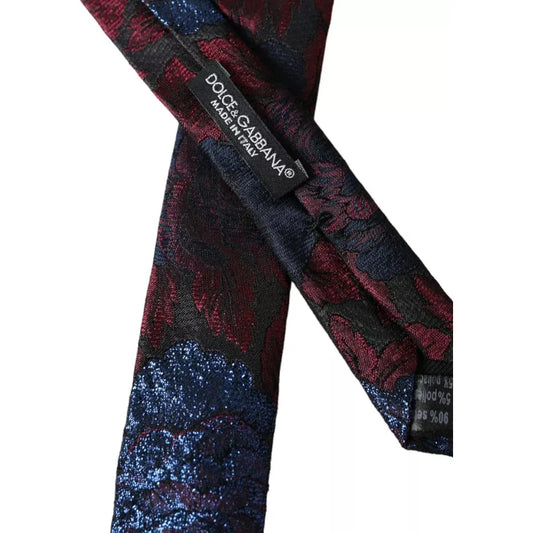 Dolce & Gabbana Red Blue Floral Fantasy Silk Adjustable Men Tie Dolce & Gabbana