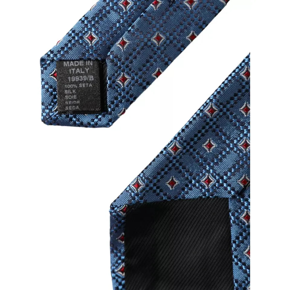 Dolce & Gabbana Blue Patterned 100% Silk Adjustable Men Tie Dolce & Gabbana