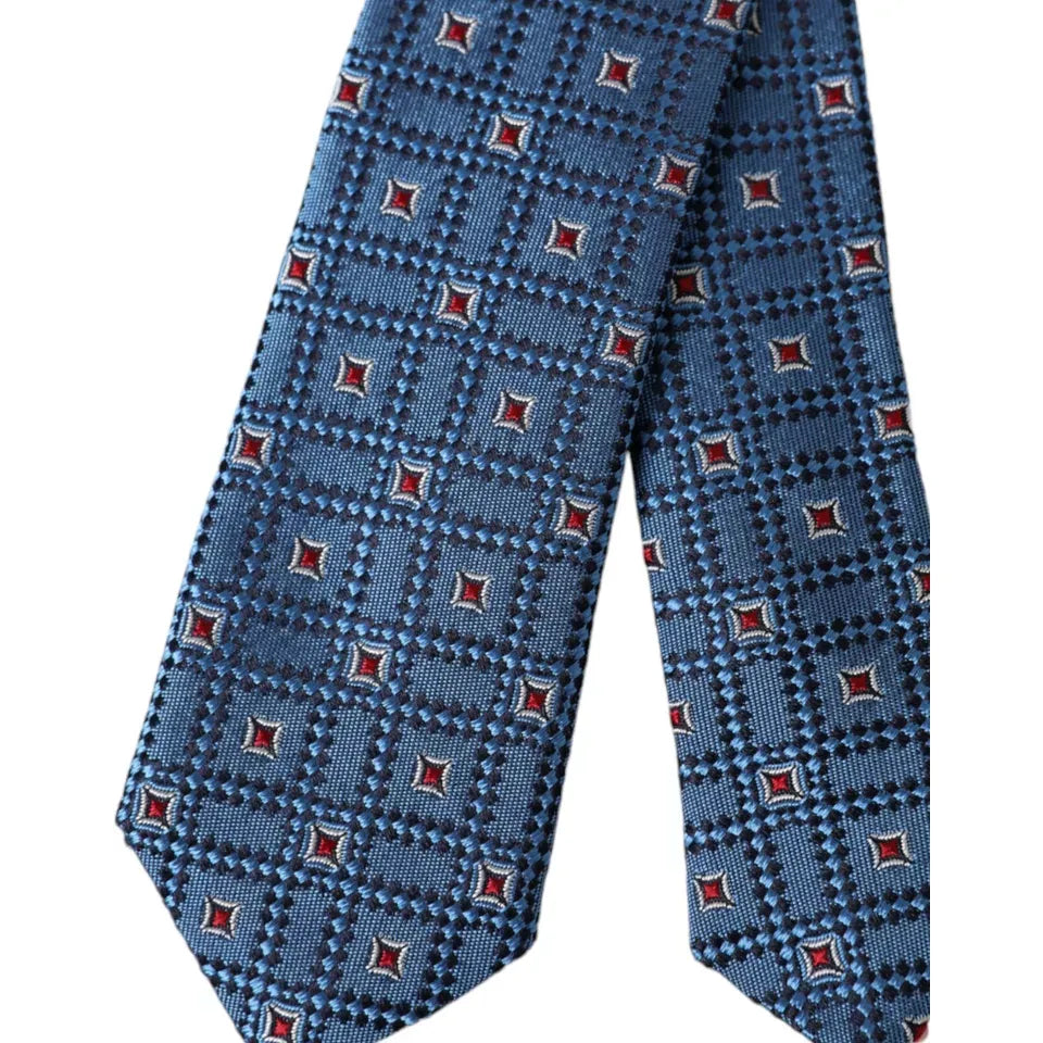 Dolce & Gabbana Blue Patterned 100% Silk Adjustable Men Tie