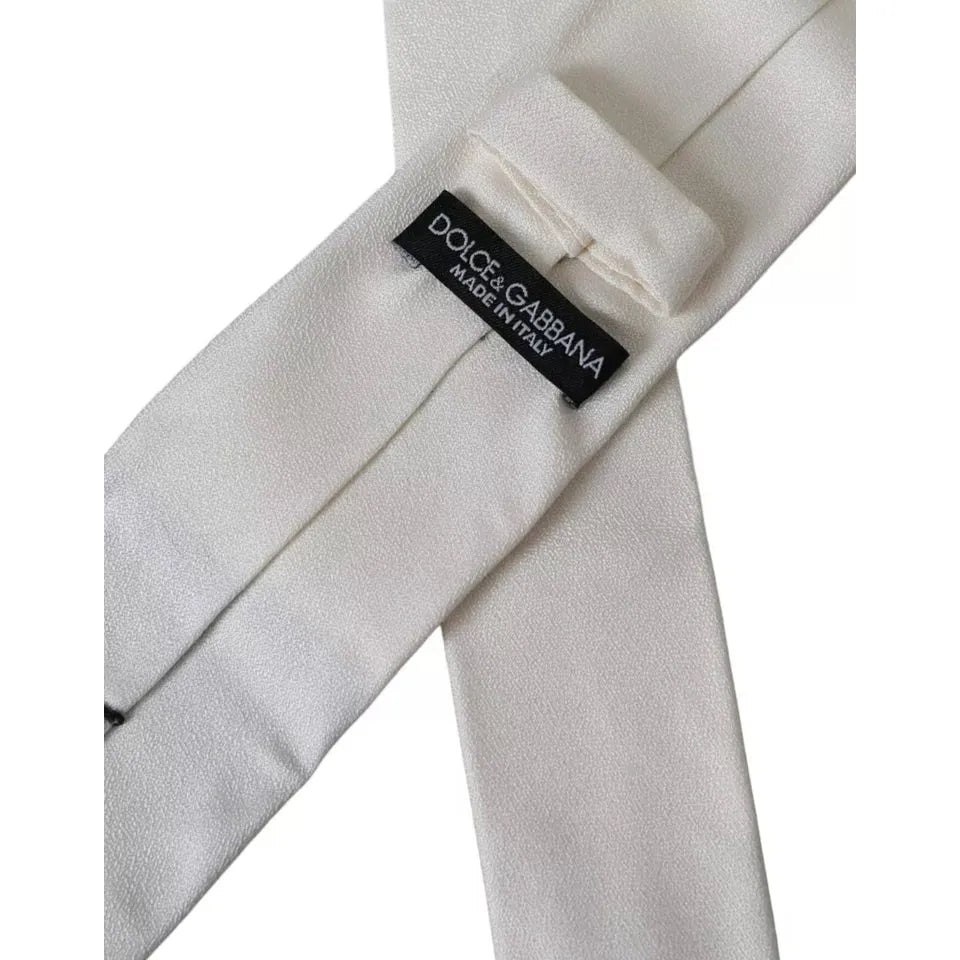 Dolce & Gabbana White Silk Classic Adjustable Men Tie