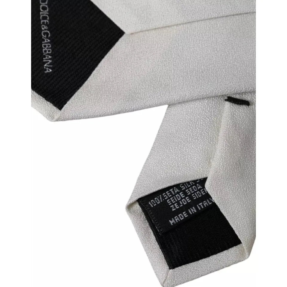 Dolce & Gabbana White Silk Classic Adjustable Men Tie