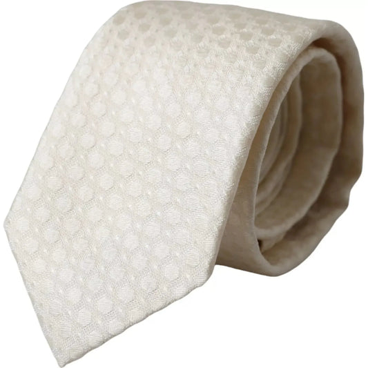 Dolce & Gabbana Off White Silk Adjustable Necktie Men Tie Dolce & Gabbana