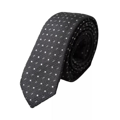 Dolce & Gabbana Black Polka Dot Silk Adjustable Men Tie
