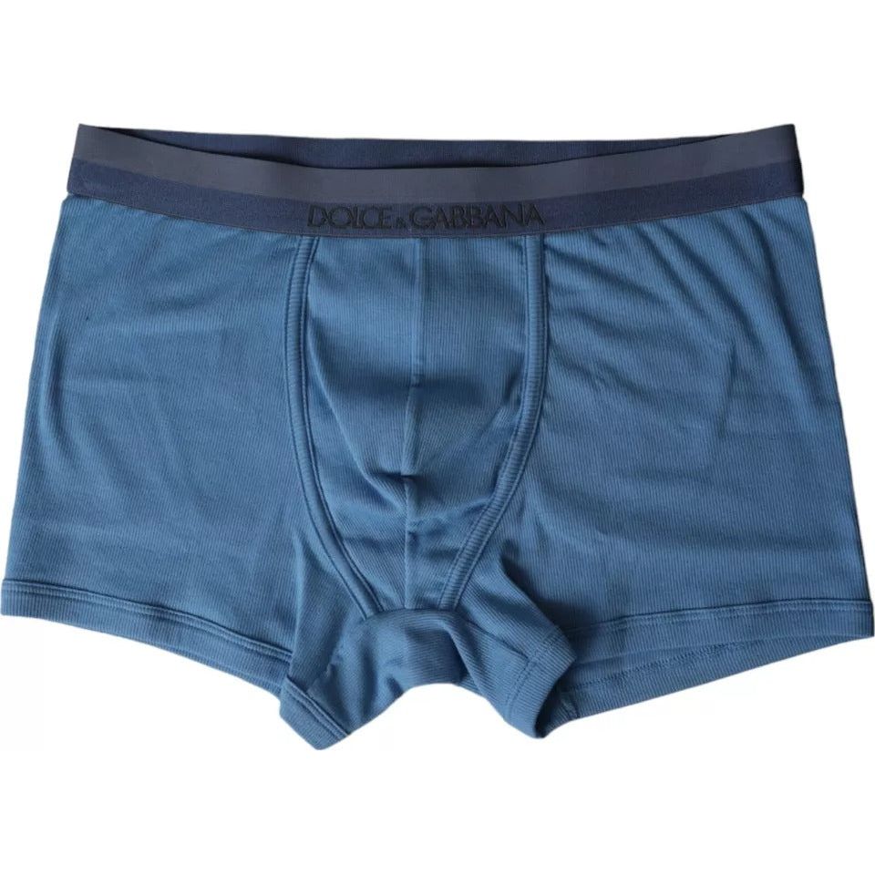 Dolce & Gabbana Blue Cotton Blend Regular Boxer Shorts Underwear Dolce & Gabbana