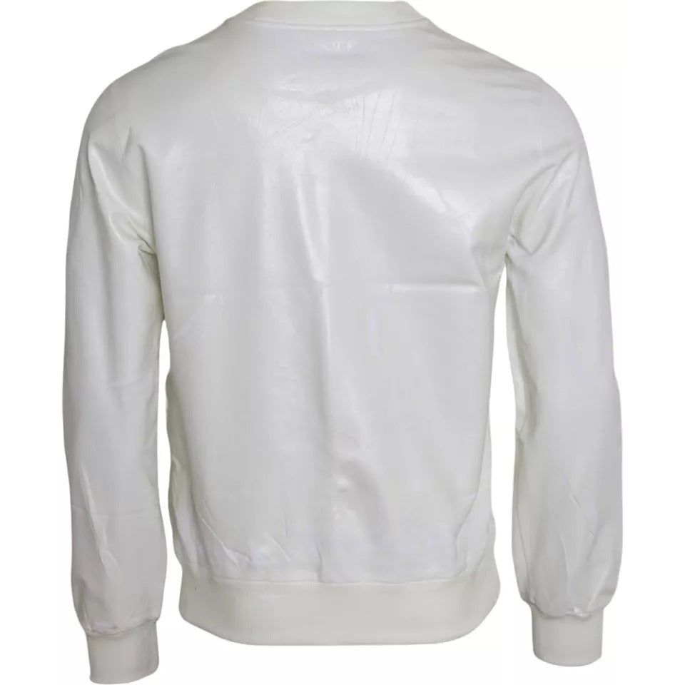 Dolce & Gabbana White Cotton Crew Neck Sweatshirt Sweater Dolce & Gabbana