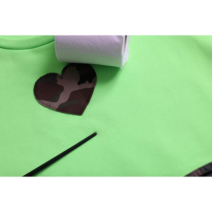 Dolce & Gabbana Green Patchwork Heart Crew Neck Pullover Sweater