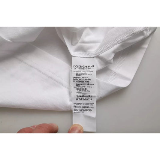 Dolce & Gabbana White Cotton Round Neck Short Sleeve T-shirt
