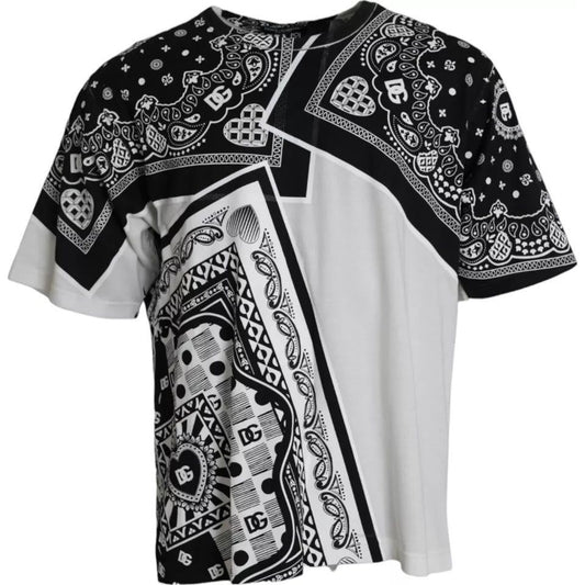 Dolce & Gabbana White Bandana Print Cotton Short Sleeves T-shirt Dolce & Gabbana